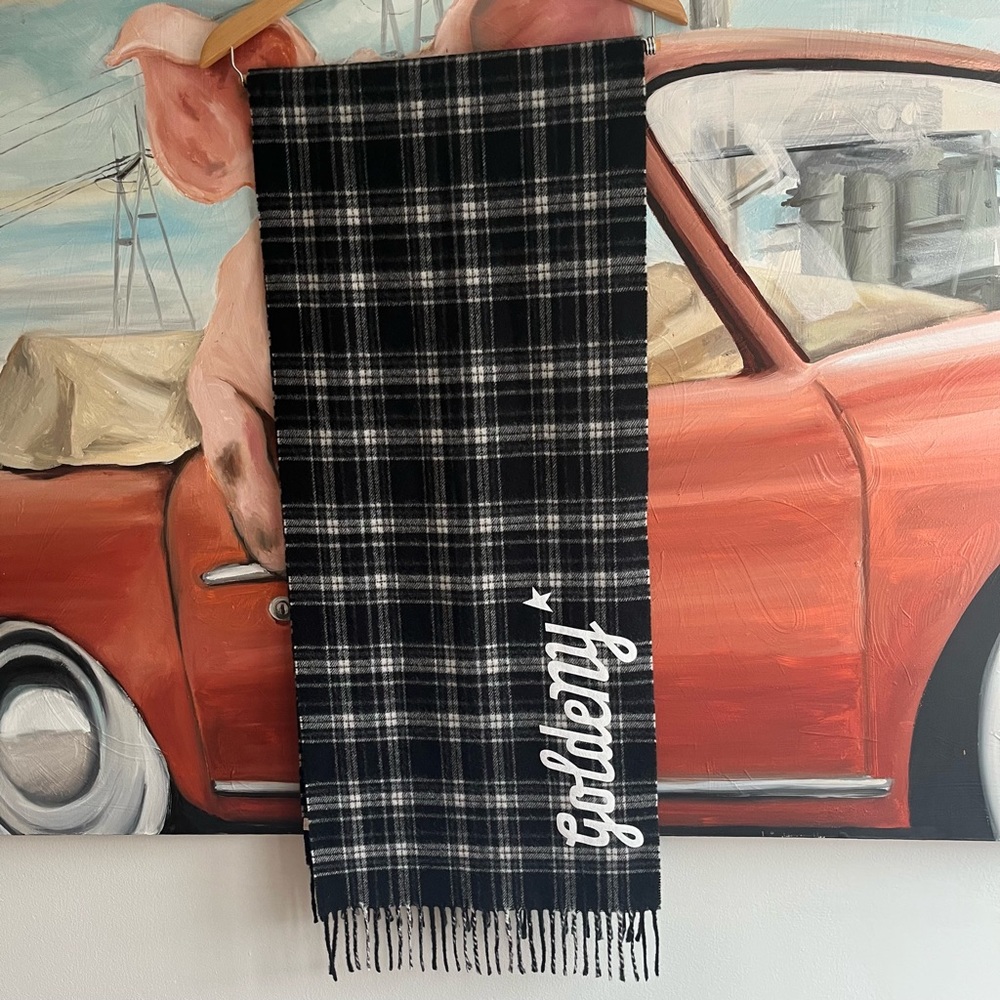 NWOT! Golden Goose Deluxe Brand Goldeny Plaid Scarf - Picture 3 of 13